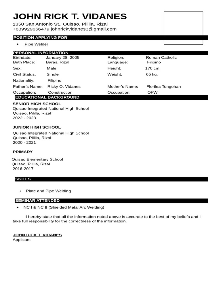 Wi Trainee Resume Sample Template | PDF