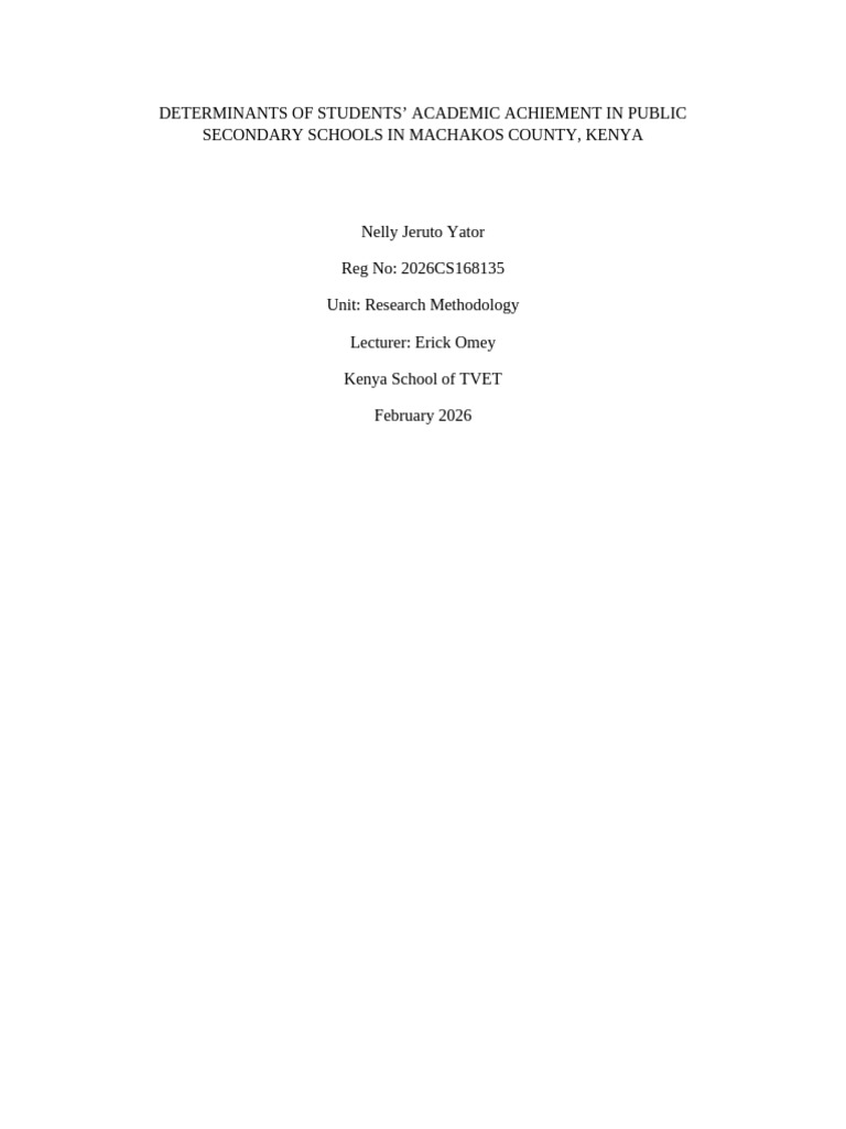 Expanded Research Proposal With TOC Nelly Jeruto Yator | PDF