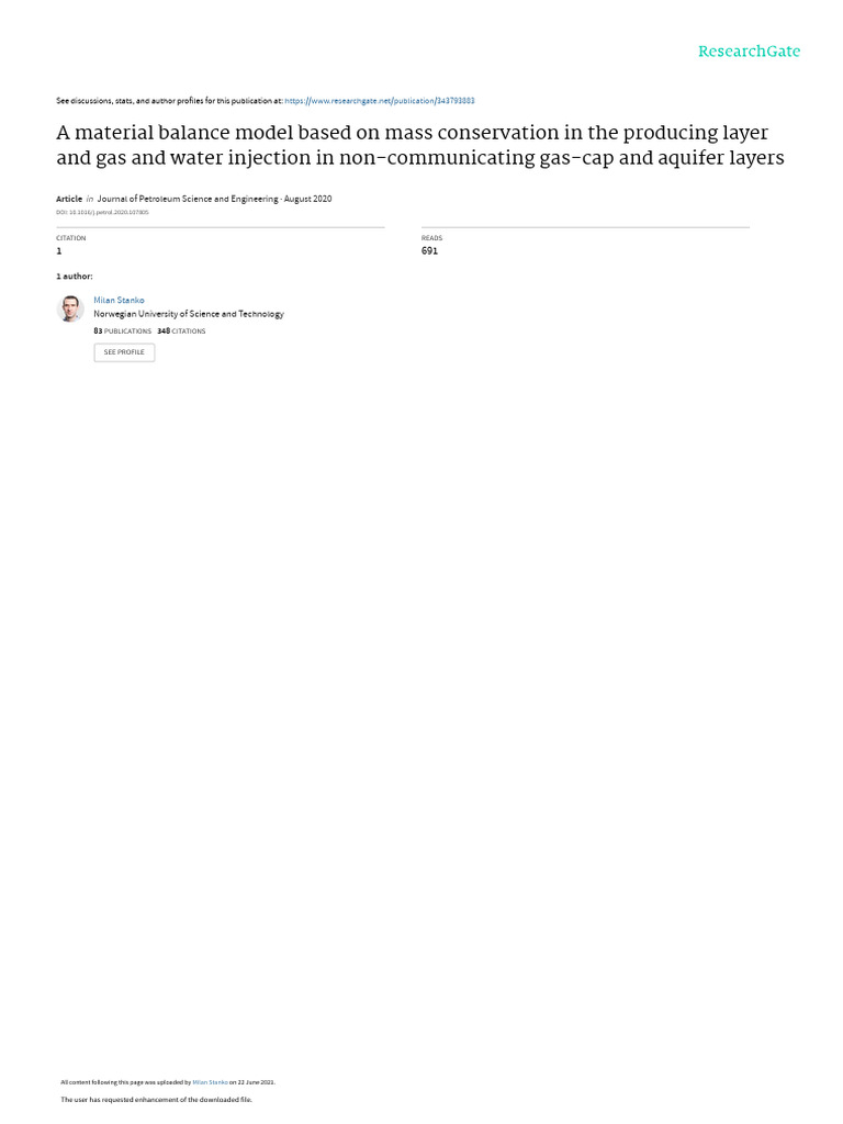Material Balance Final | PDF | Petroleum Reservoir | Gases
