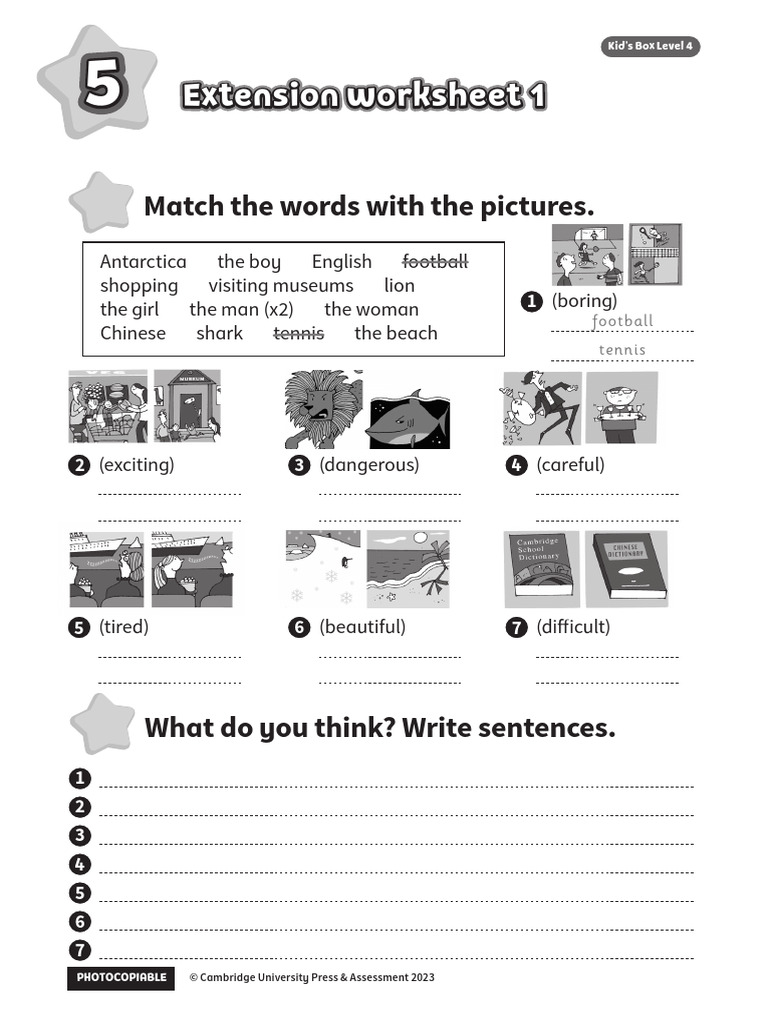 KBNGESS KidsBox Level4 Unit5 Extension Worksheet 1 | PDF