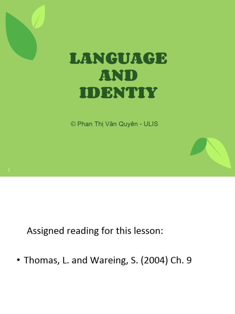 Lesson 5. Language & Identity - Handout | PDF | Linguistics | Human ...