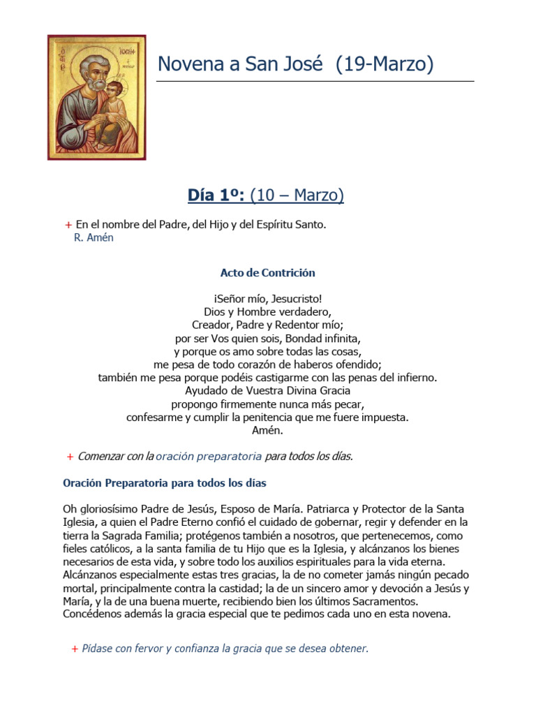 Novena A San José | PDF | María, madre de Jesús | Oración