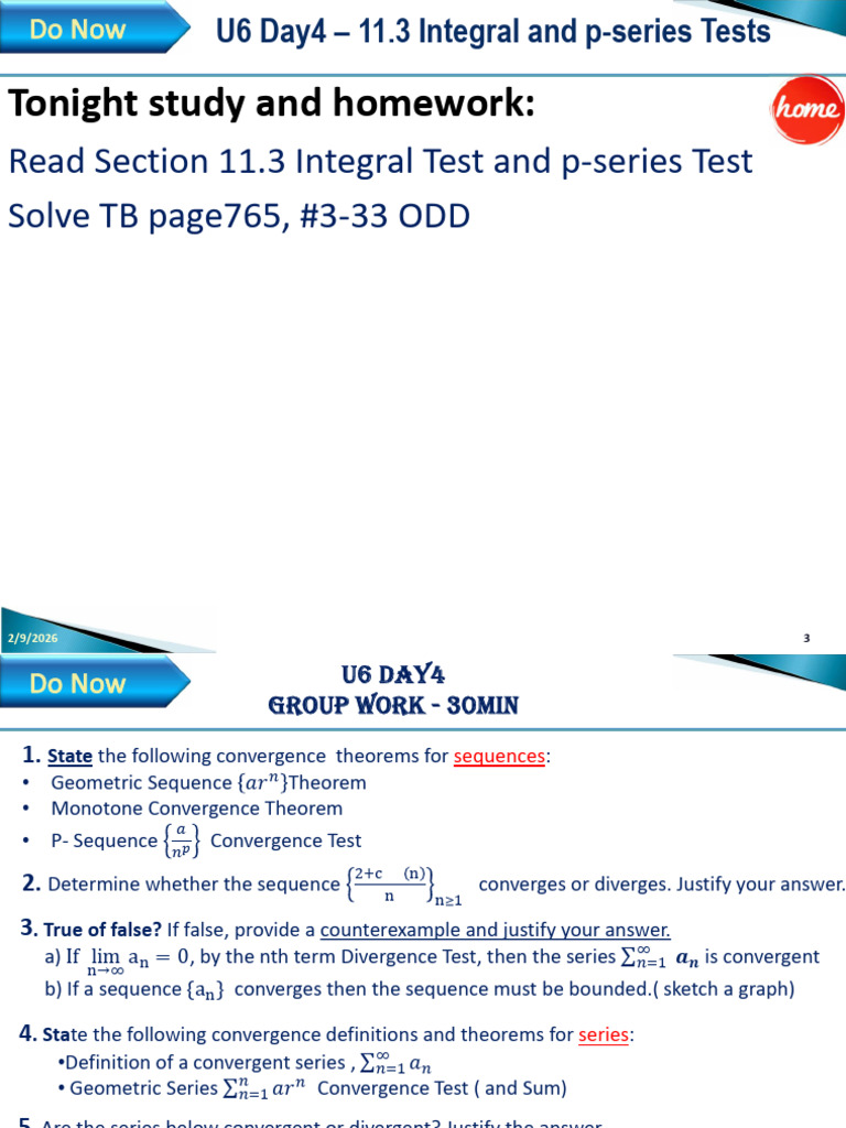 CC U6 Day4 - 11.3 Series Integral and P-Test Notes | PDF | Series ...