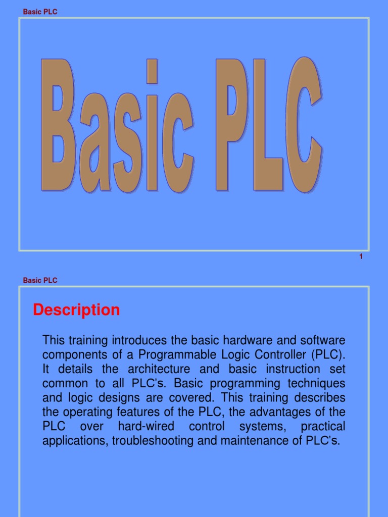 Introduction to Basic PLC Training | PDF | Programmable Logic ...