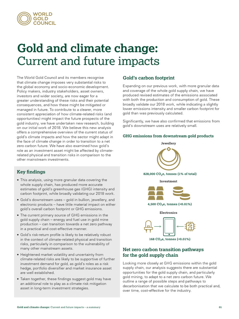 Gold and Climate Change Summary Sheet | PDF | Carbon Footprint ...