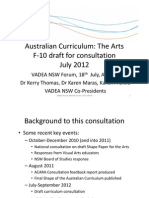 VADEA National Curriculum Forum, Response to the Draft Arts F-10 paper