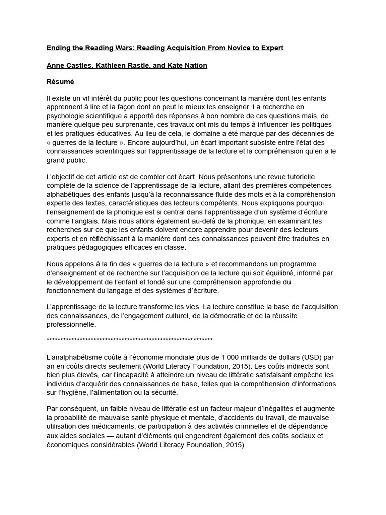 Visual Reading Text | PDF | Syllabe | Apprentissage