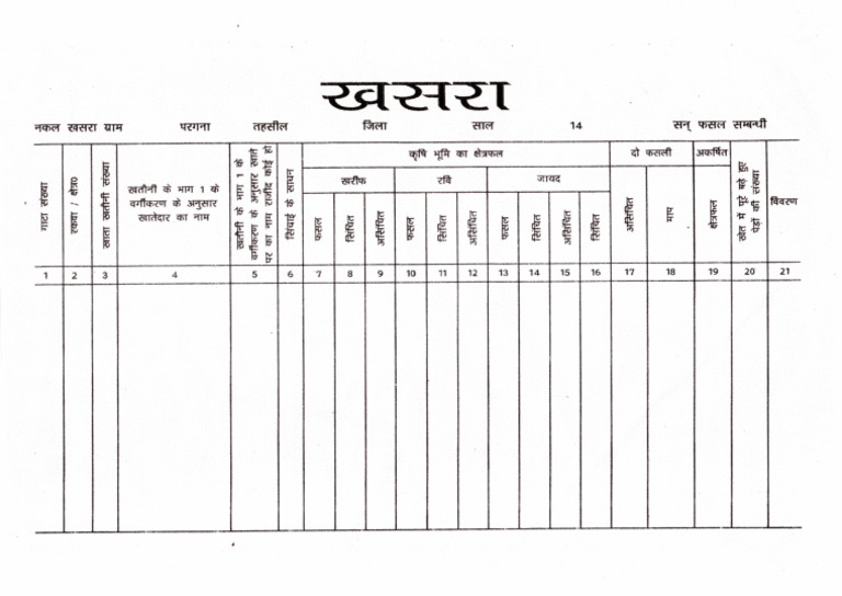Khasra Form New | PDF
