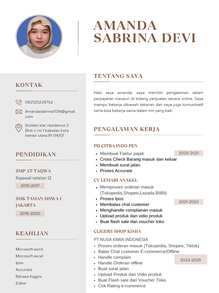 CV Amanda Sabrina | PDF