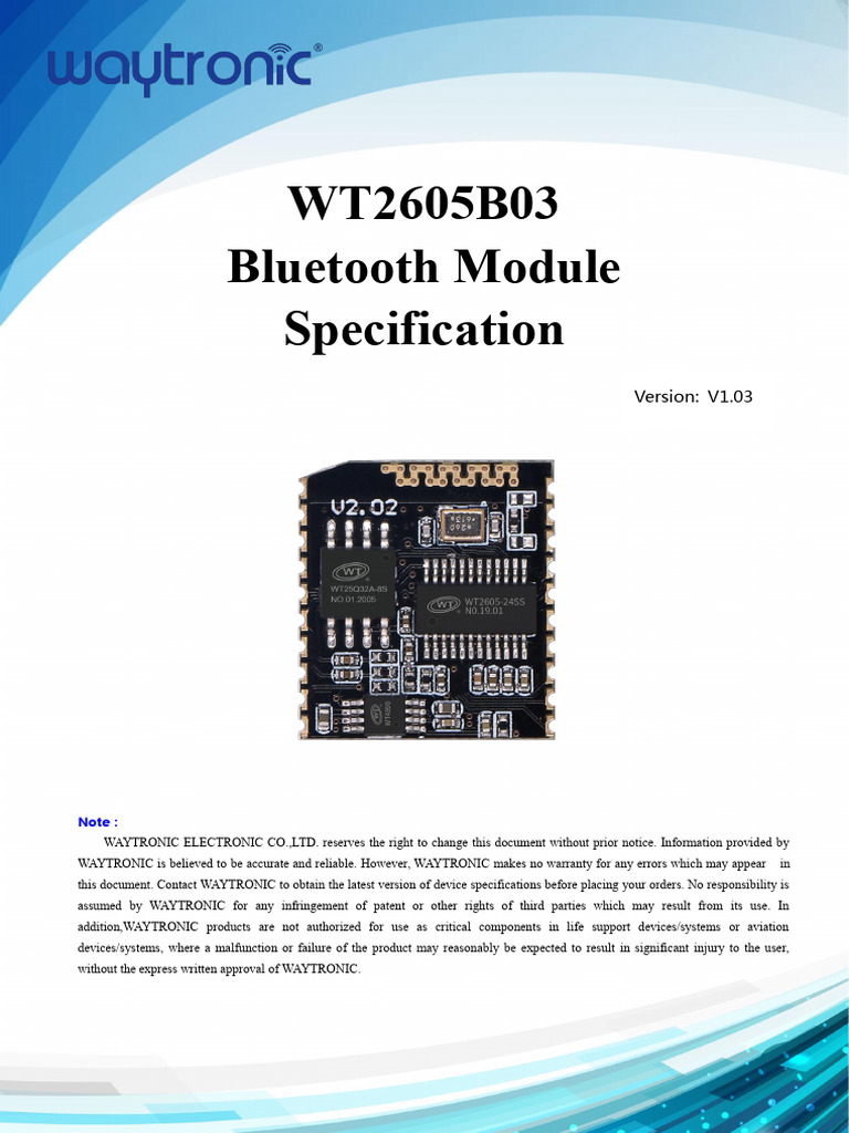 WT2605B03-B Bluetooth Module V1.02 | PDF | Bluetooth | Electronic Circuits