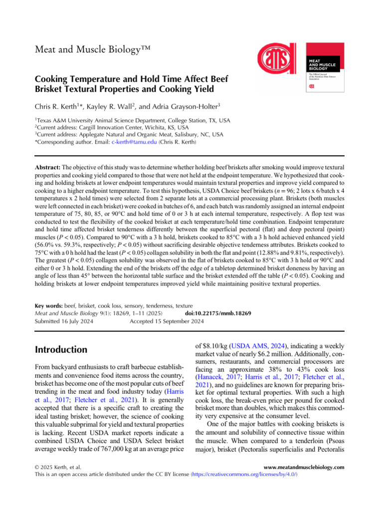 Cooking Temperature and Hold Time Affect Beef Bris | PDF | Meat | Foods