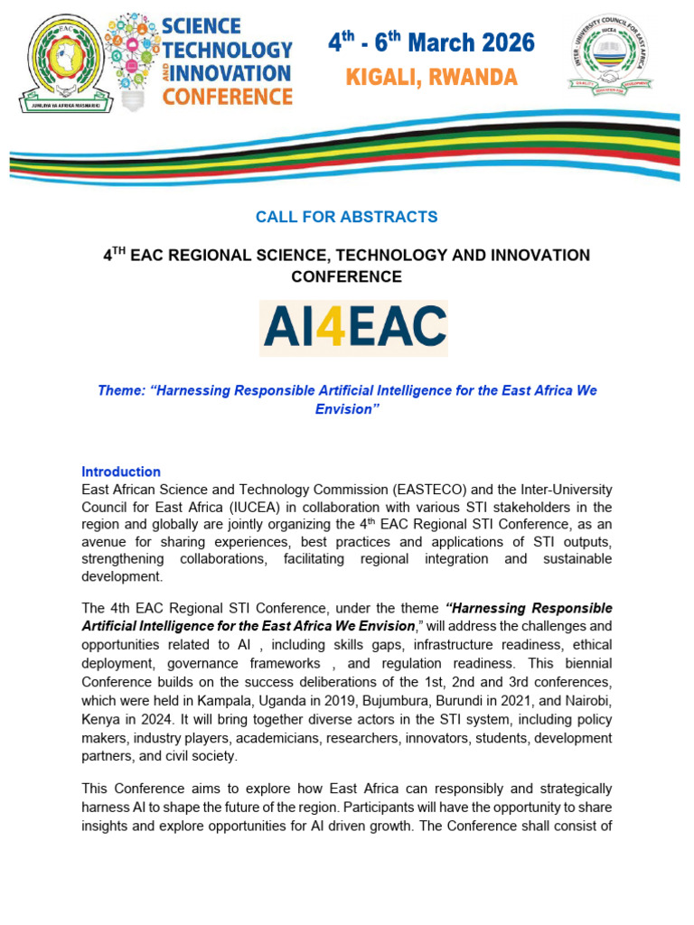 Call For Abstracts For 4th STI Conference-2026 | PDF | Artificial ...