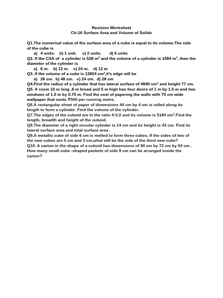 Revision Worksheet, CH 16 | PDF