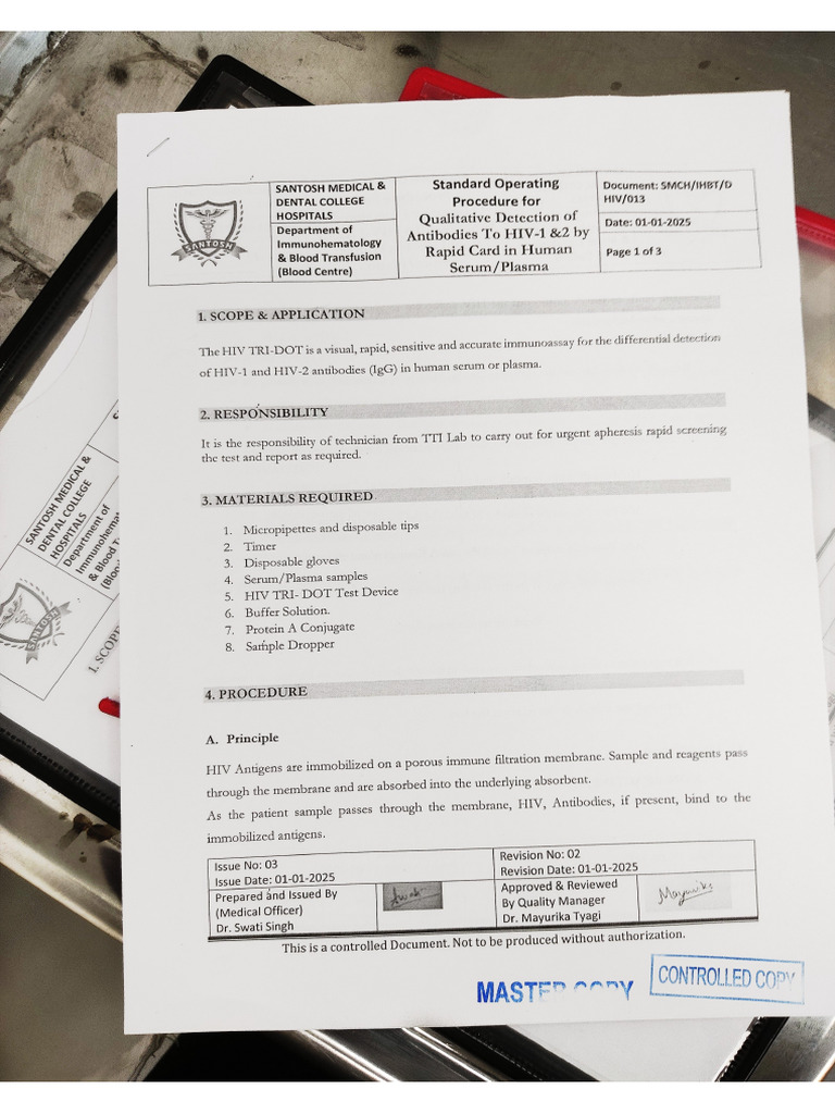 Standard Operating Procedure For Qualitative Detection of Antibodies To ...