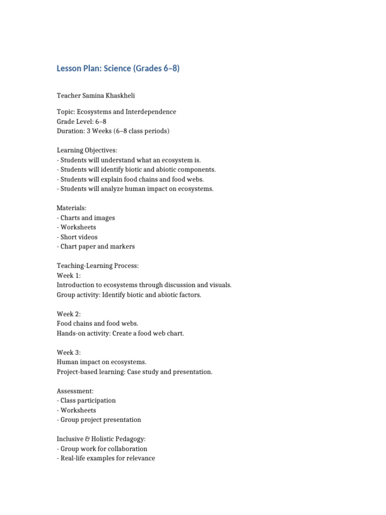 Grade 6-8 Science Lesson Plan | PDF