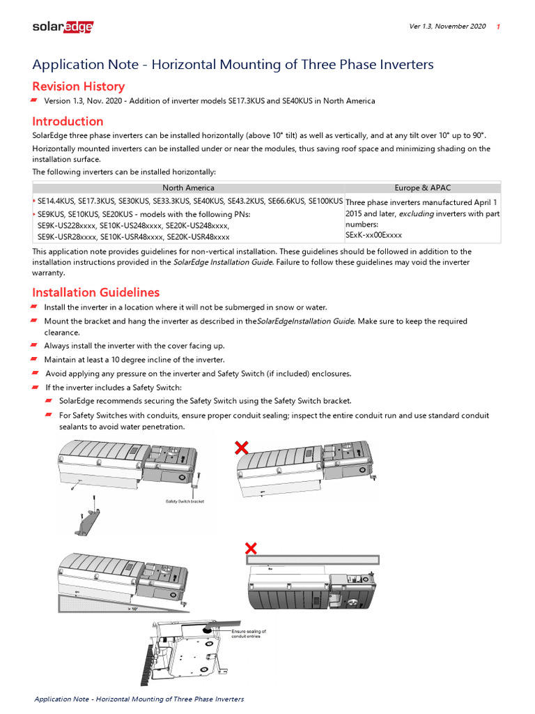 Horizontal Mounting of Three Phase Inverters | PDF