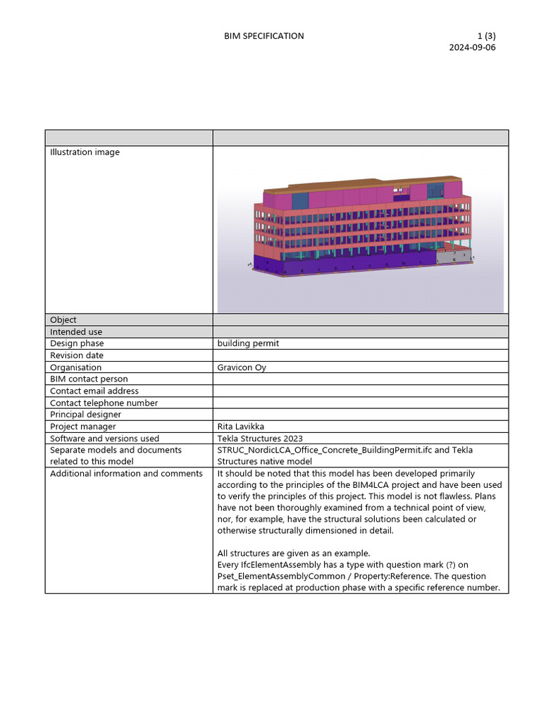 BIM Specification STRUC NordicLCA Office Concrete BuildingPermit | PDF ...