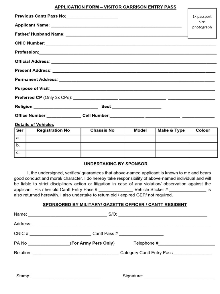 Quetta Cantt Pass Form 2026 | PDF | Government | Government And Personhood