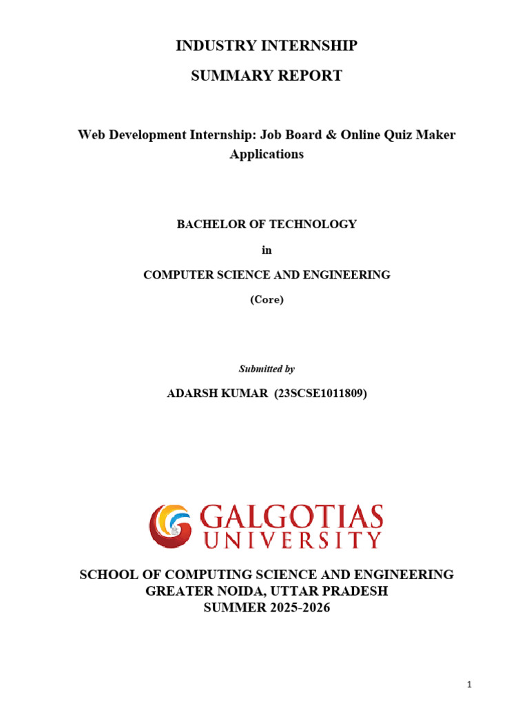 Adarsh Internship 2025 | PDF | Web Development | Java Script