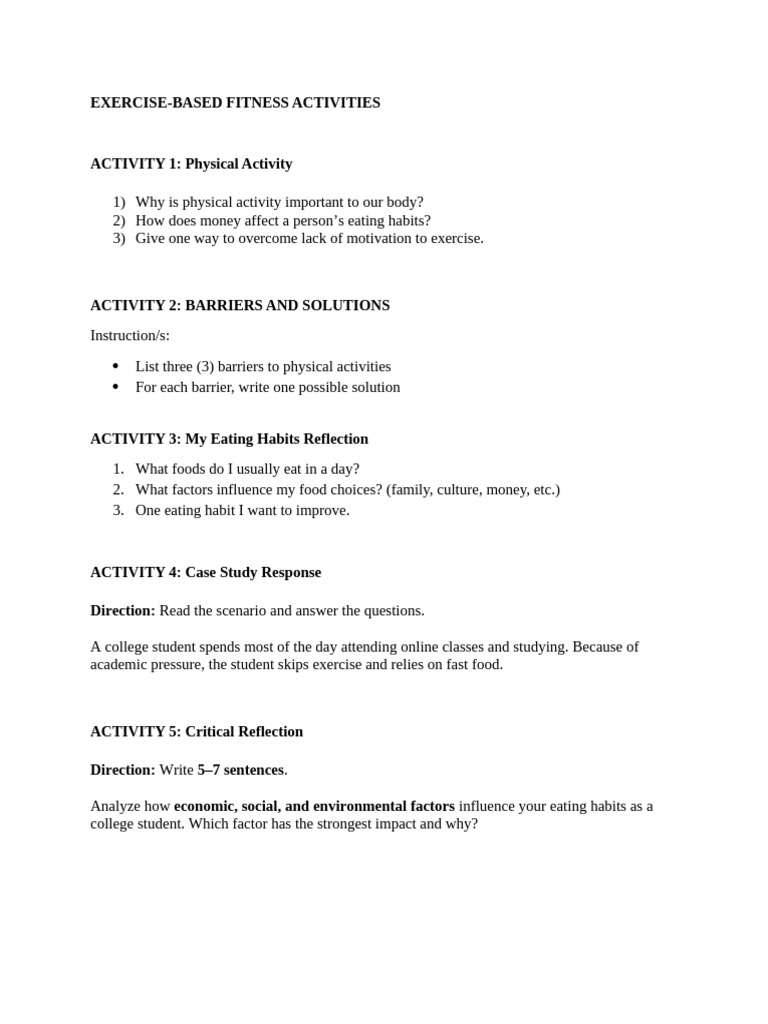 Pathfit 2 Midterm Activities | PDF