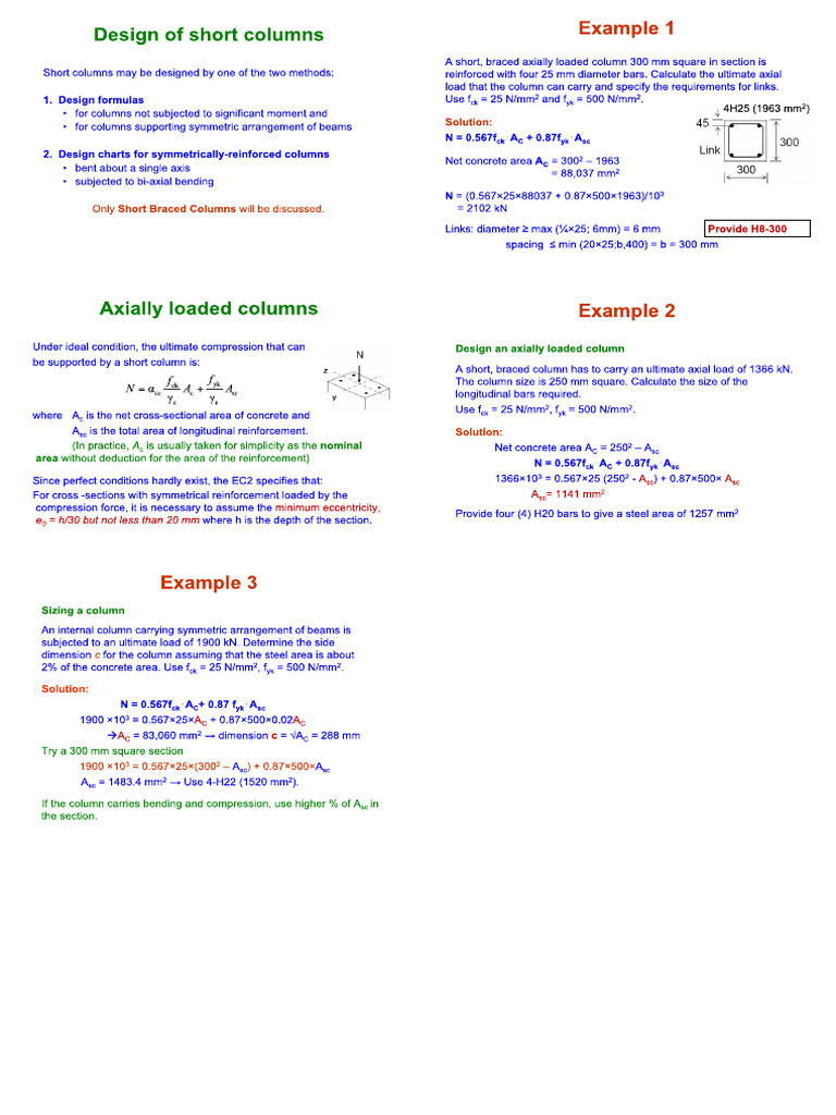 Example - Axially Loaded Short Column Design | PDF