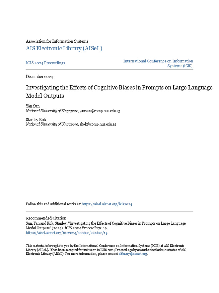 Investigating The Effects of Cognitive Biases - 1 | PDF | Cognition ...