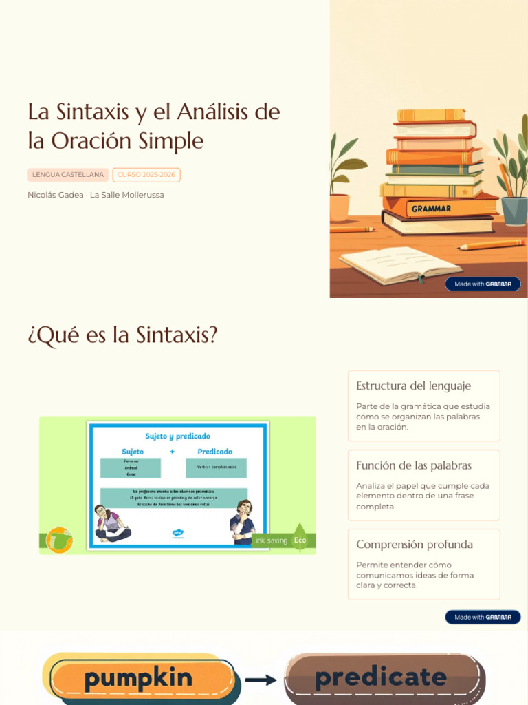 La Sintaxis y El Analisis de La Oracion Simple | PDF | Predicado ...