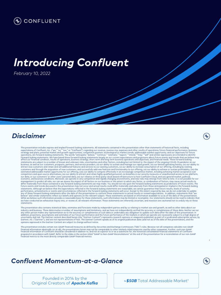 Confluent Investor Presentation | PDF | Cloud Computing | Risk