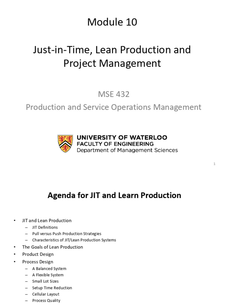 Module 10 - Just-In-Time, Lean Production and Project Management | PDF ...