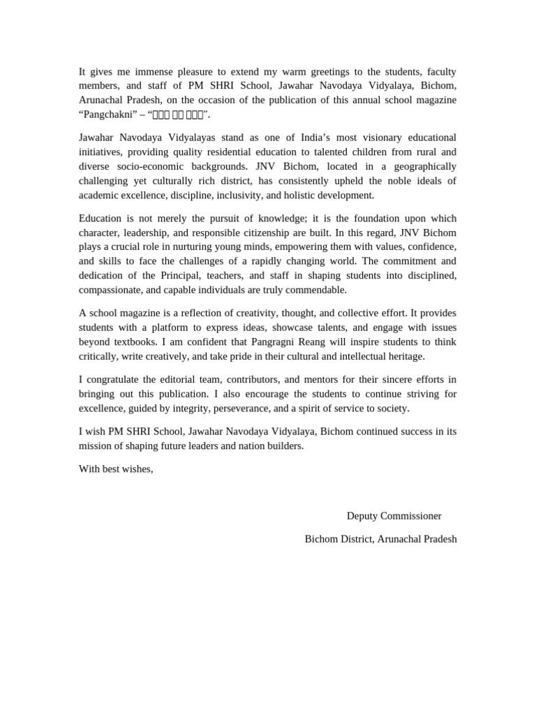 School Magazine Message-1 | PDF