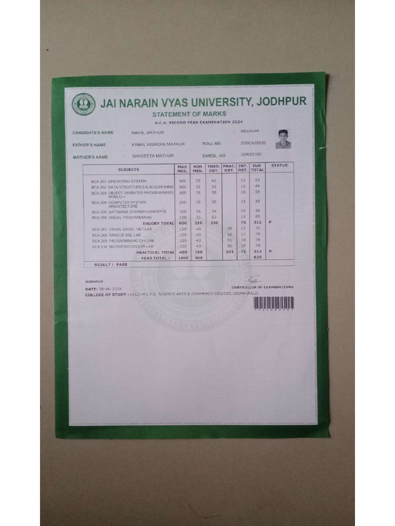 2nd Year Marksheet | PDF