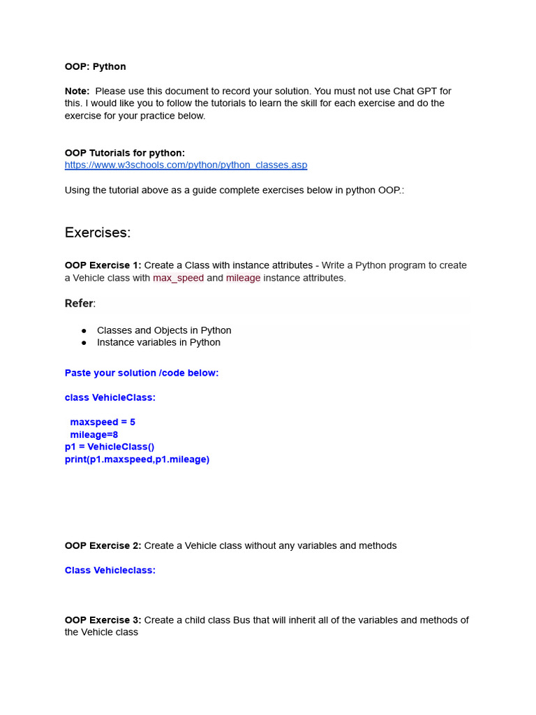 Student Adil SAQIB-BASHIR - (Template) OOP Python Exercises | PDF ...