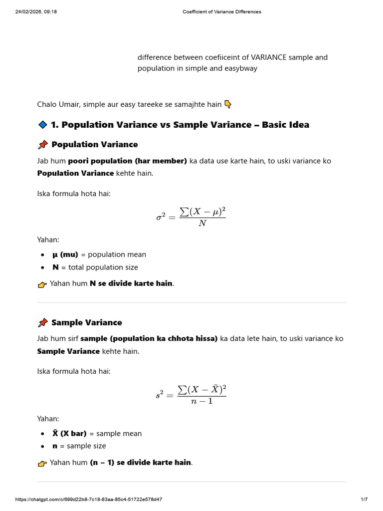 Coefficient of Variance Differences | PDF | Standard Deviation | Variance