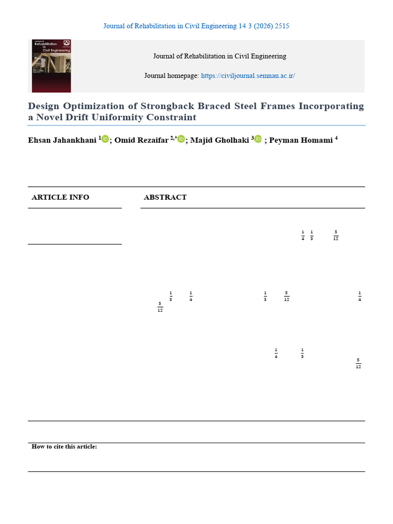 Design Optimization of Strongback Braced Steel Frames | PDF