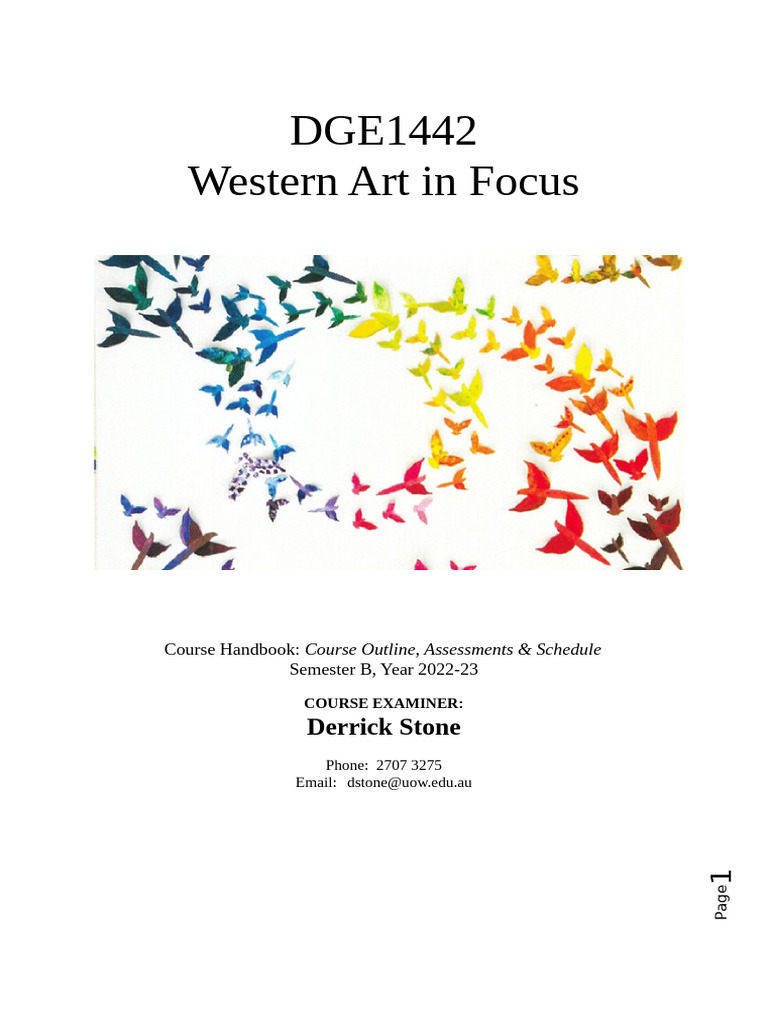 Western Art in Focus Course Handbook 2022-23 | PDF | Vocabulary | Turnitin