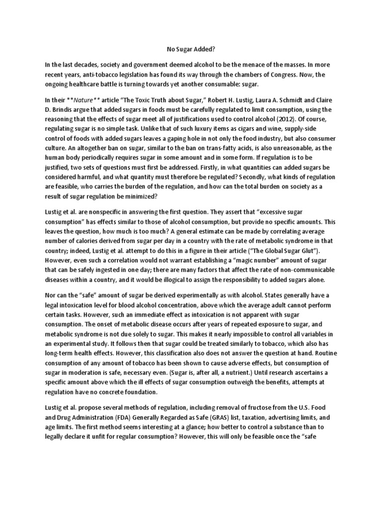 Regulating Sugar: A Public Health Debate | PDF | Sugar