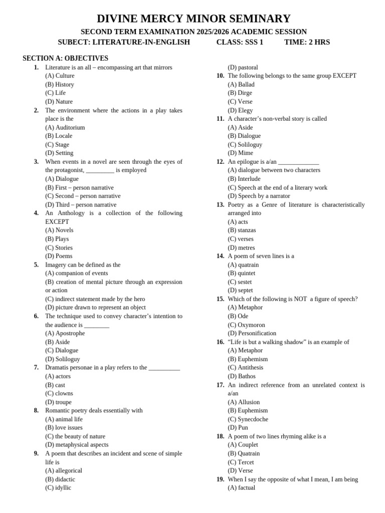 DMMS Second Term Exams Lit | PDF | Poetry | Mark Antony