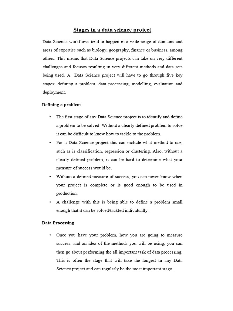 Lecture 2 Stages in A Data Science Project | PDF | Information ...
