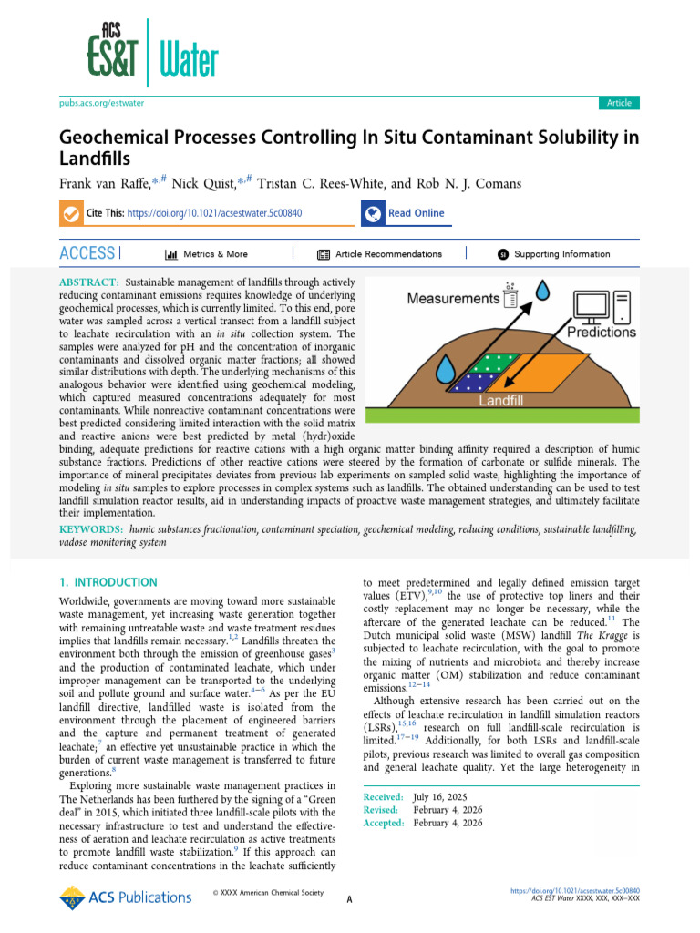 Geochemical Processes Controlling in Situ Contaminant Solubility in ...
