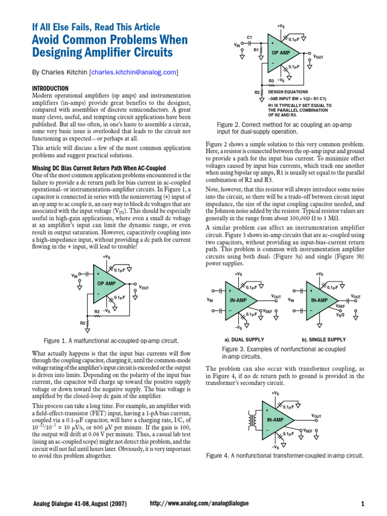 Analog Devices - Avoiding Common Problems When Designing Amplifier ...