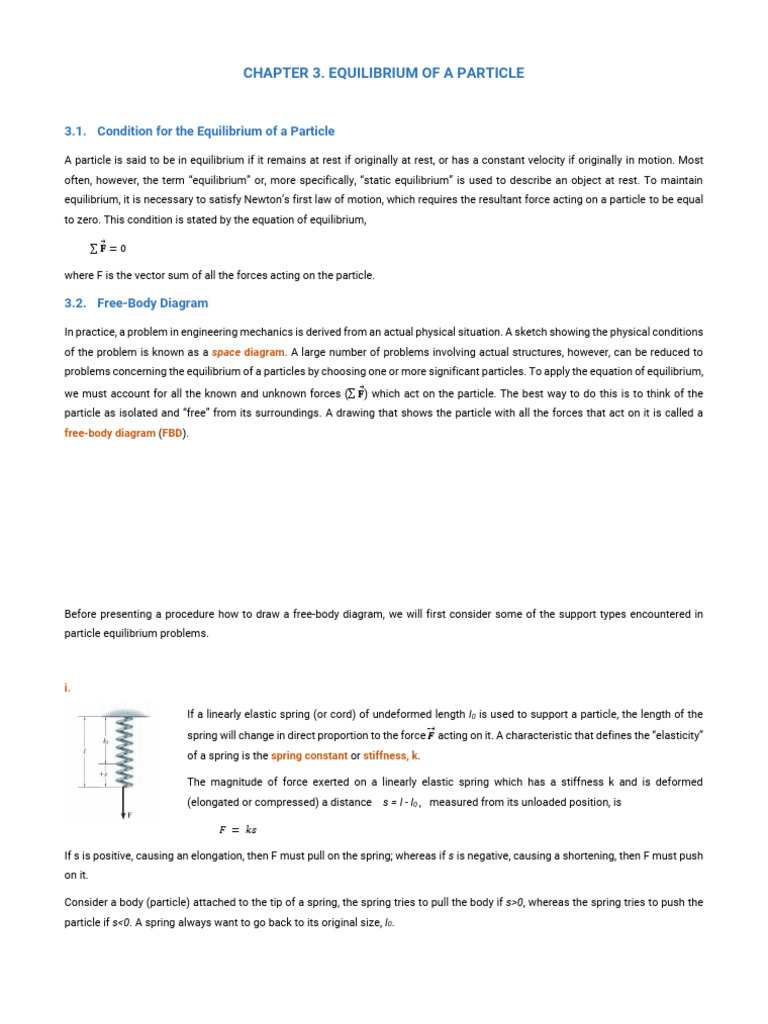 Equilibrium of A Particle Hor | PDF | Force | Applied And ...