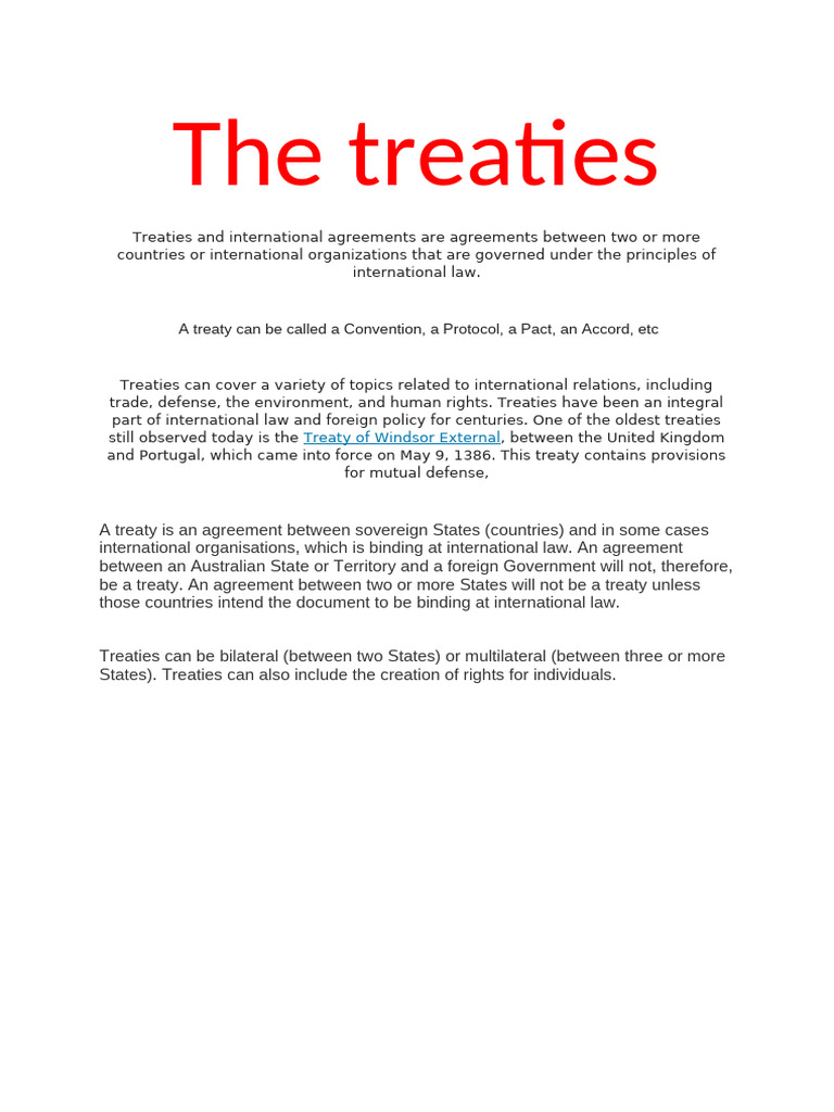 The Treaties | PDF | Treaty | International Law