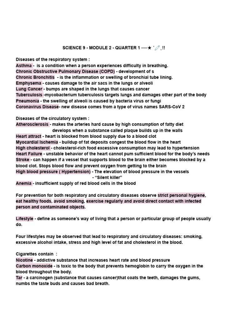 SCIENCE REVIEWER 1ST QUARTER - GRADE 9 ꕮ˖?ִִ໋?⋆ | PDF | Circulatory ...