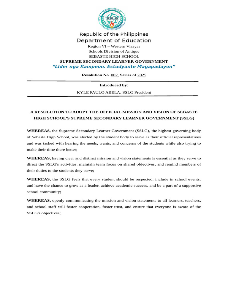 Resolution No. 002 S. 2025 | PDF