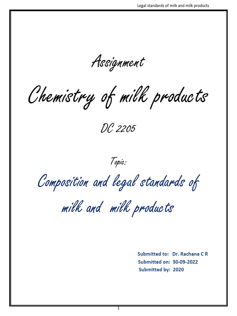 Composition and Legal Standards of Milk | PDF | Milk | Cream
