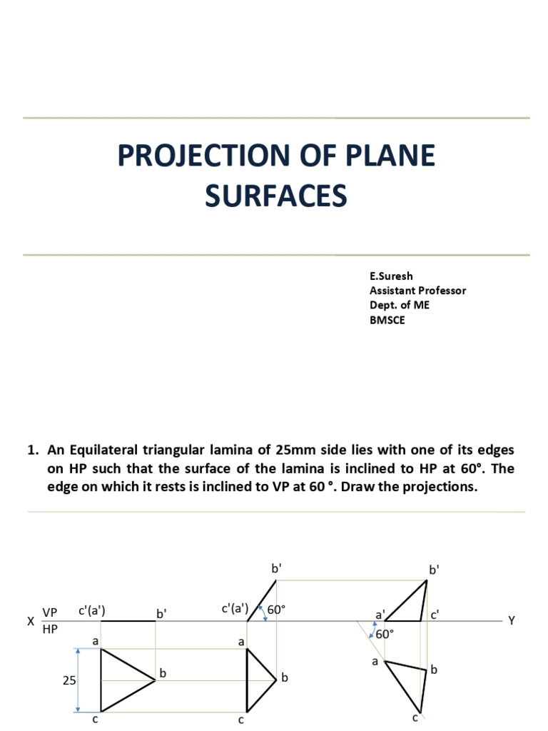 Projection of Plane Surfaces (ES) | PDF | Angle | Triangle