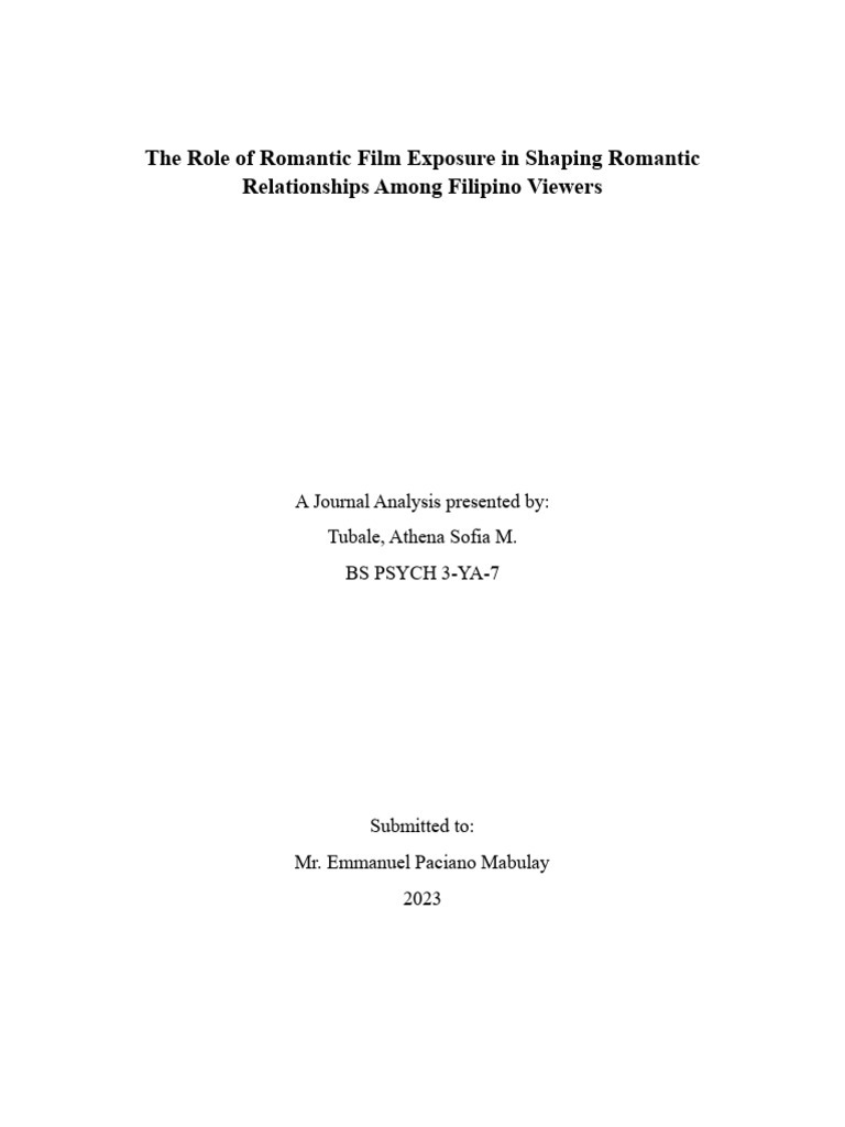 The Role of Romantic Film Exposure in Shaping Romantic Relationships ...