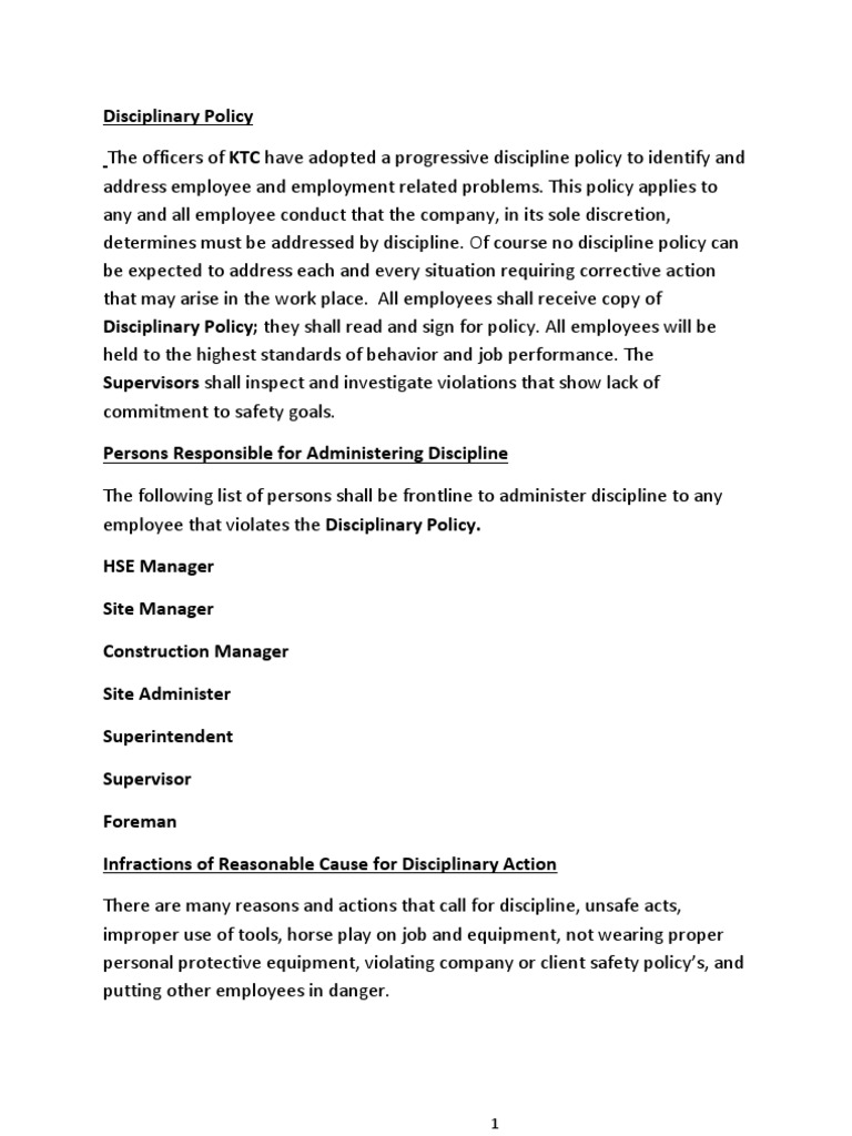 Disciplinary Policy and Procedures | PDF