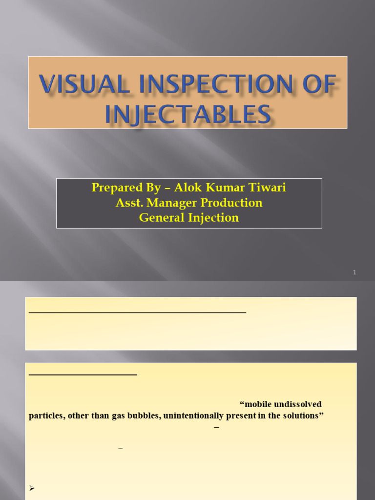 Manual Visual Inspection PPT As Per USP Chapter 1790 | PDF | Visual ...