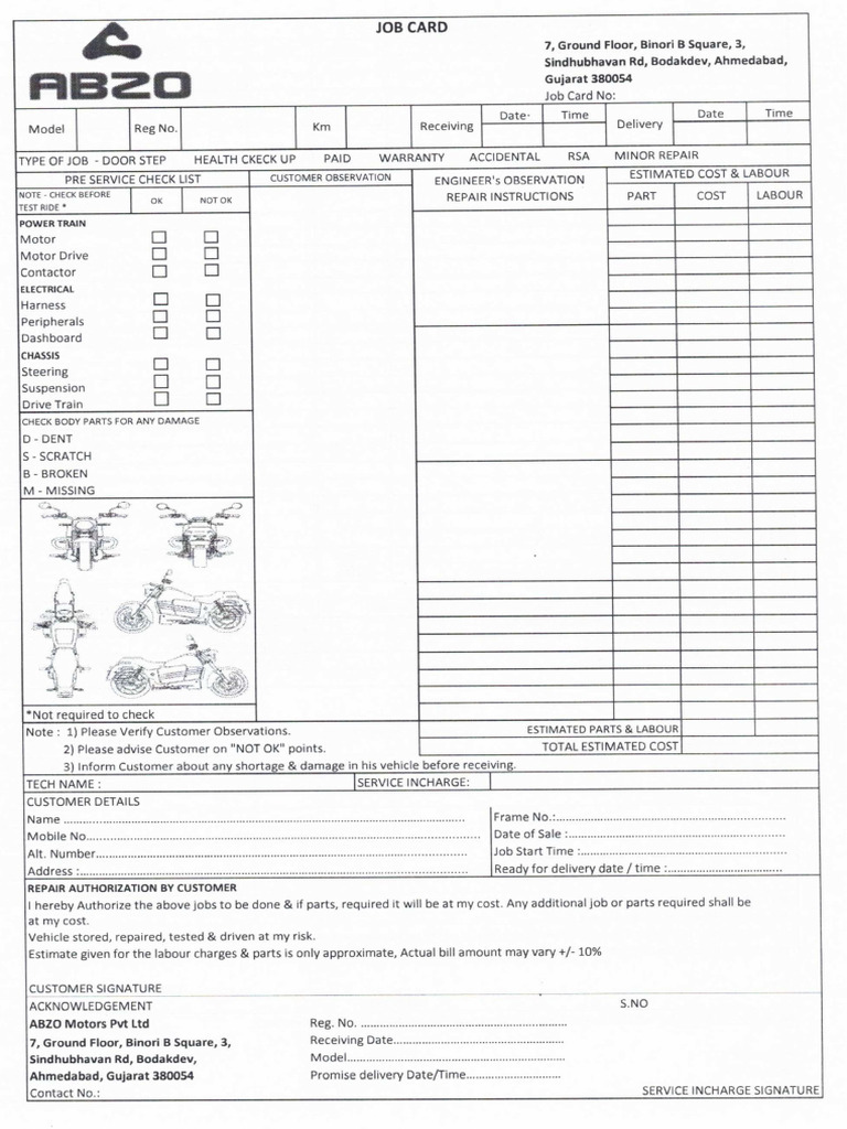 Final Front Jobcard Print | PDF